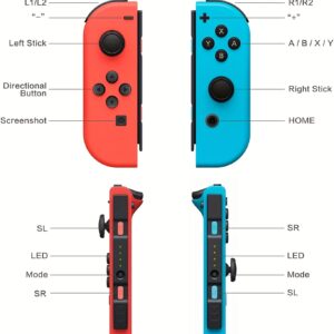 L/R Joy Cons for Nintendo for Switch Controllers, Replacement for Switch Controllers, Joycons for Nintendo for Switch Controllers, Dual Vibration/Monitor Control/Share/Wake Function/No NFC