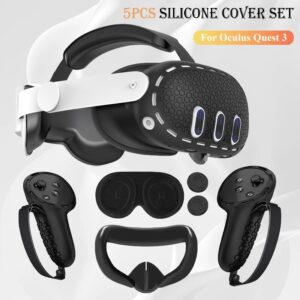 Silicone Cover Set Compatible With Oculus/Meta Quest 3, VR Controller Grips Cover, Silicone Face Pad, Lens Protection Cover, Thumb Stick Covers, Gift For Christmas
