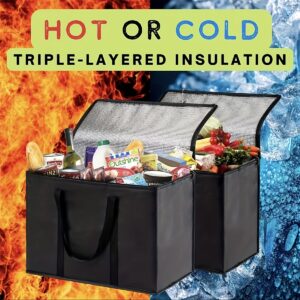Large/XL Insulated Bags/Bags: Keep food hot and cold for hours - grocery bags, soft cooler bags for catering/doormen, pizza warmers, lightweight and sturdy zippers, outdoor, camping