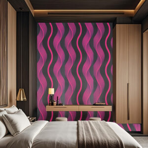 3D Red Wave Pattern Self-Adhesive Vinyl Wallpaper Roll - Pink & Black Textured Design for Living Room, Bedroom, Hallway, and Furniture Makeover - Easy Peel & Stick Application, Room Decor