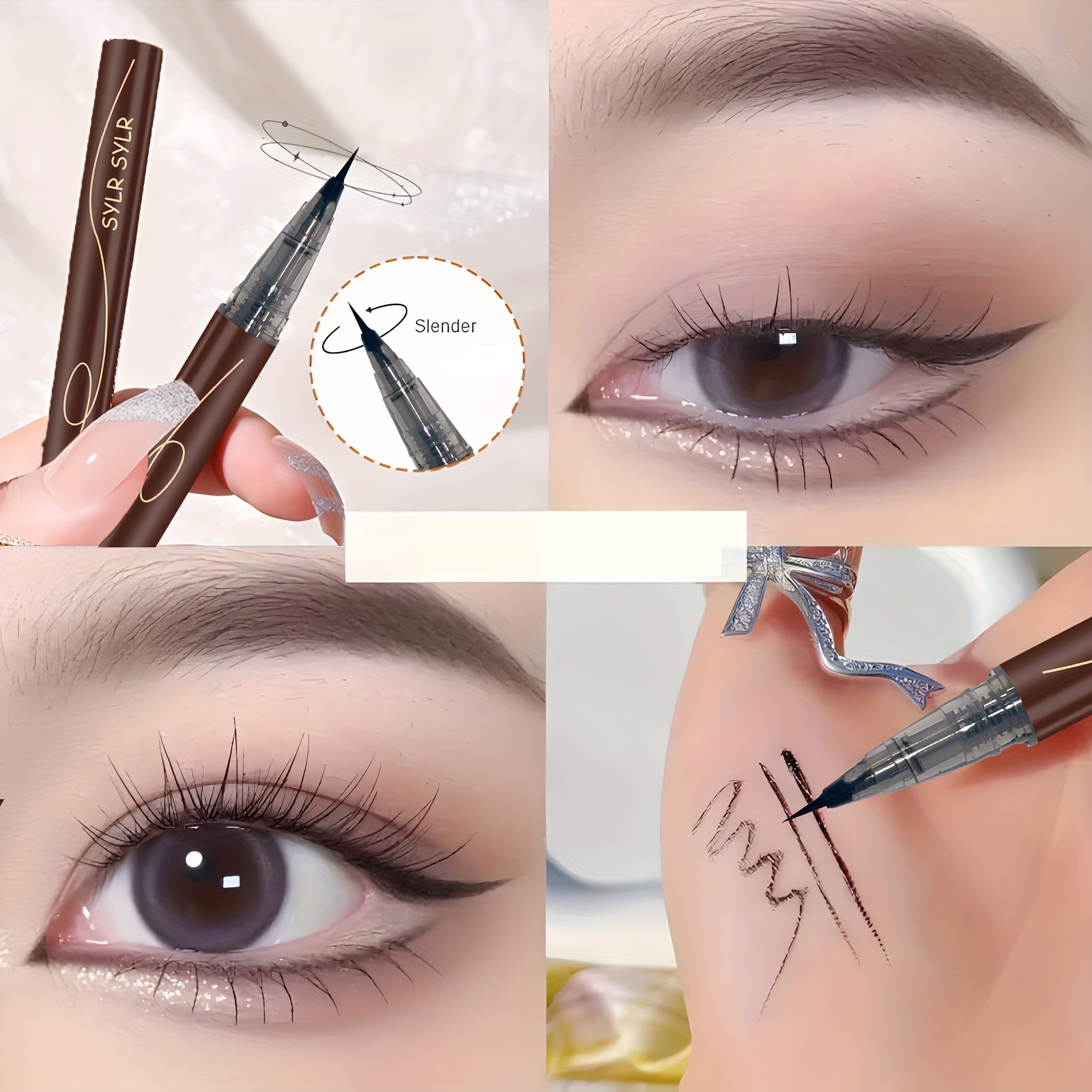 1pc SYLR Ultra Fine Extra Slim Eyebrow Pen, Waterproof Liquid Eye Brow Pencil, Long Lasting, Sweat-Proof, 2 in 1 for Eyeliner & Microblading, Suitable for All Skin Types, Ideal for Summer & Outdoor Travel - Image 8
