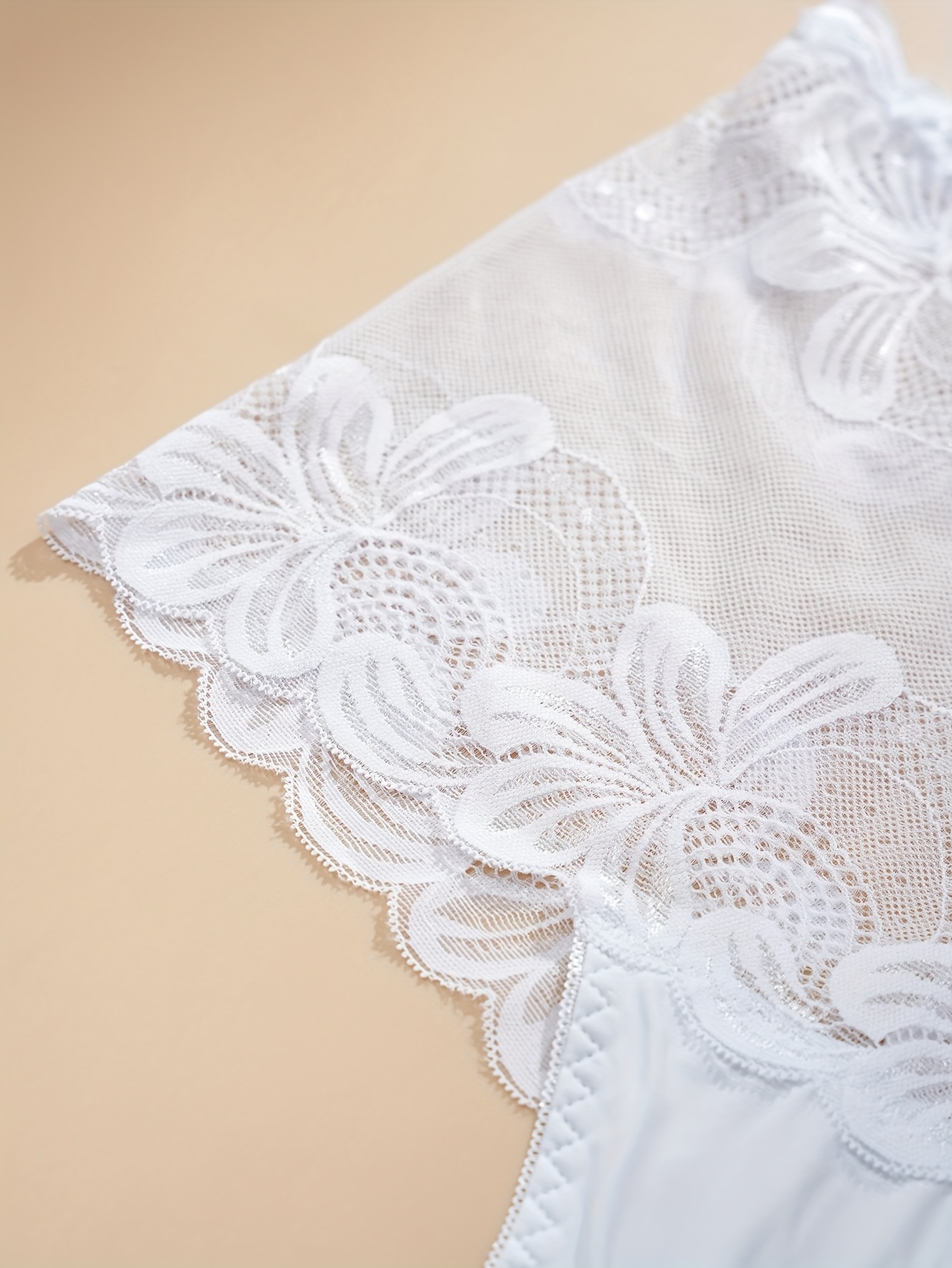 3pcs Plus Size Lace Thong Set for Women - High Stretch Comfort, Contrast Lace Detail, 1XL-4XL, White, Black, and Pink Options, Plus Size Lacewear | Lace Thong Set | Comfortable Fit, Plus Size Underwear - Image 7