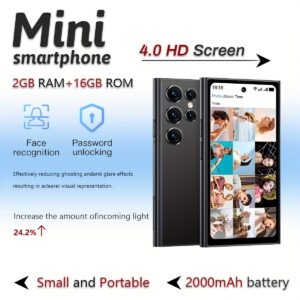 New Arrival ONEMYTH Mini Smartphone 4.0 Inch HD Display 3G Network 2000mAh Large Battery 2GB RAM 16GB ROM Max Support for 128GB TF (MicroSD) card Android 8.1 Dual SIM with Play Store Face recognition