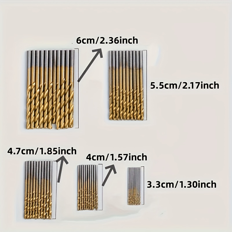 50pcs Titanium Coated High-Speed Steel Drill Bits Set, 135° Spiral Shank, 1/25" to 1/8" Sizes - Ideal for DIY Crafts, Woodworking, Carving, Jewelry Making - Metal Cylindrical Drill Bits in Black Plastic Case, Crafting Tools | Organized Drill Bit Set | Durable Drill Bits, Drill Bits for Crafts - Image 4