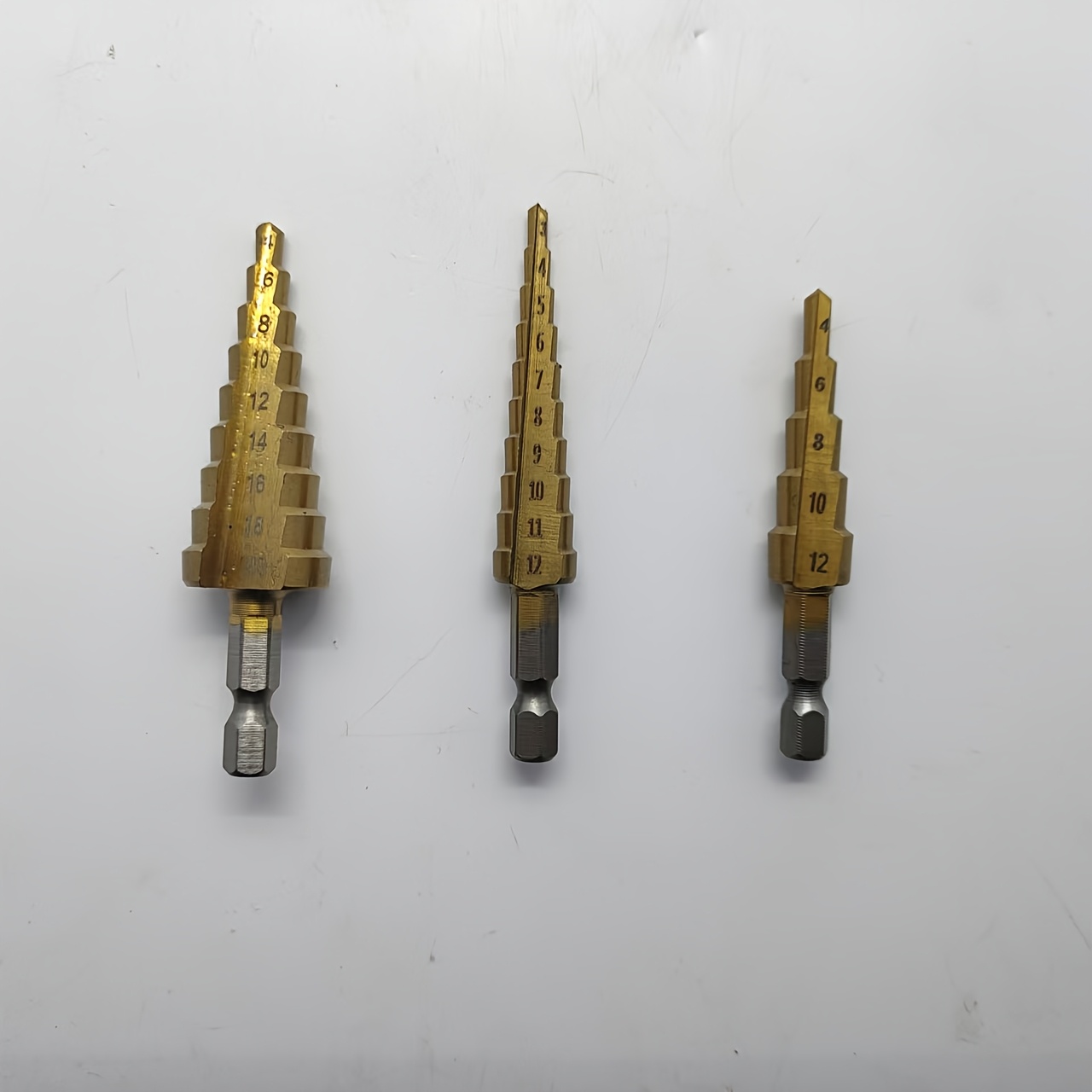 3pcs Titanium-Coated HSS Step Drill Bit Set, Corrosion-Resistant, Durable, for Wood & Metal Drilling, No Electricity Needed, Versatile Tool Kit - Image 3