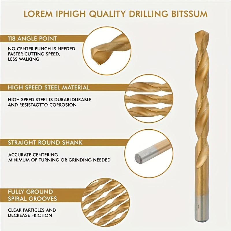 50pcs Titanium Coated High-Speed Steel Drill Bit Set - High-Quality 135° Point, Suitable for DIY Crafts, Woodworking, Engraving, and Jewelry Making, Sizes 1/25" to 1/8", Metal Cylindrical - Image 7