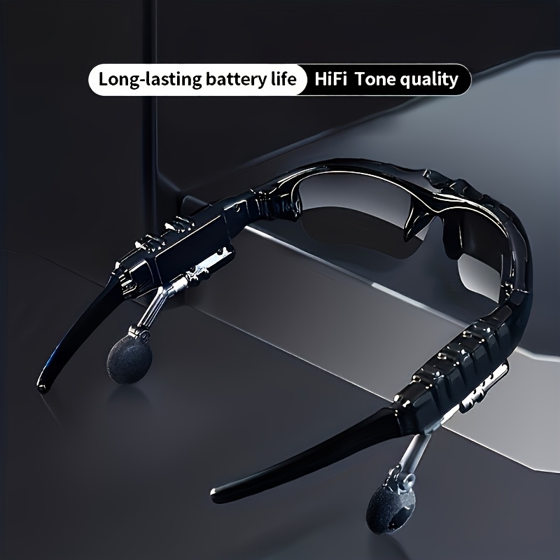 BRIAME Smart Wireless Glasses with Active Noise Cancellation, Stereo Earbuds & Microphone - USB Type-C Rechargeable Lithium Battery, Hands-Free Calls & Music Streaming, Volume Control, No Charger Included - Ideal for Gaming & Everyday Use, Gaming Headset | Modern Tech Accessory | Wireless Headphone - Image 6