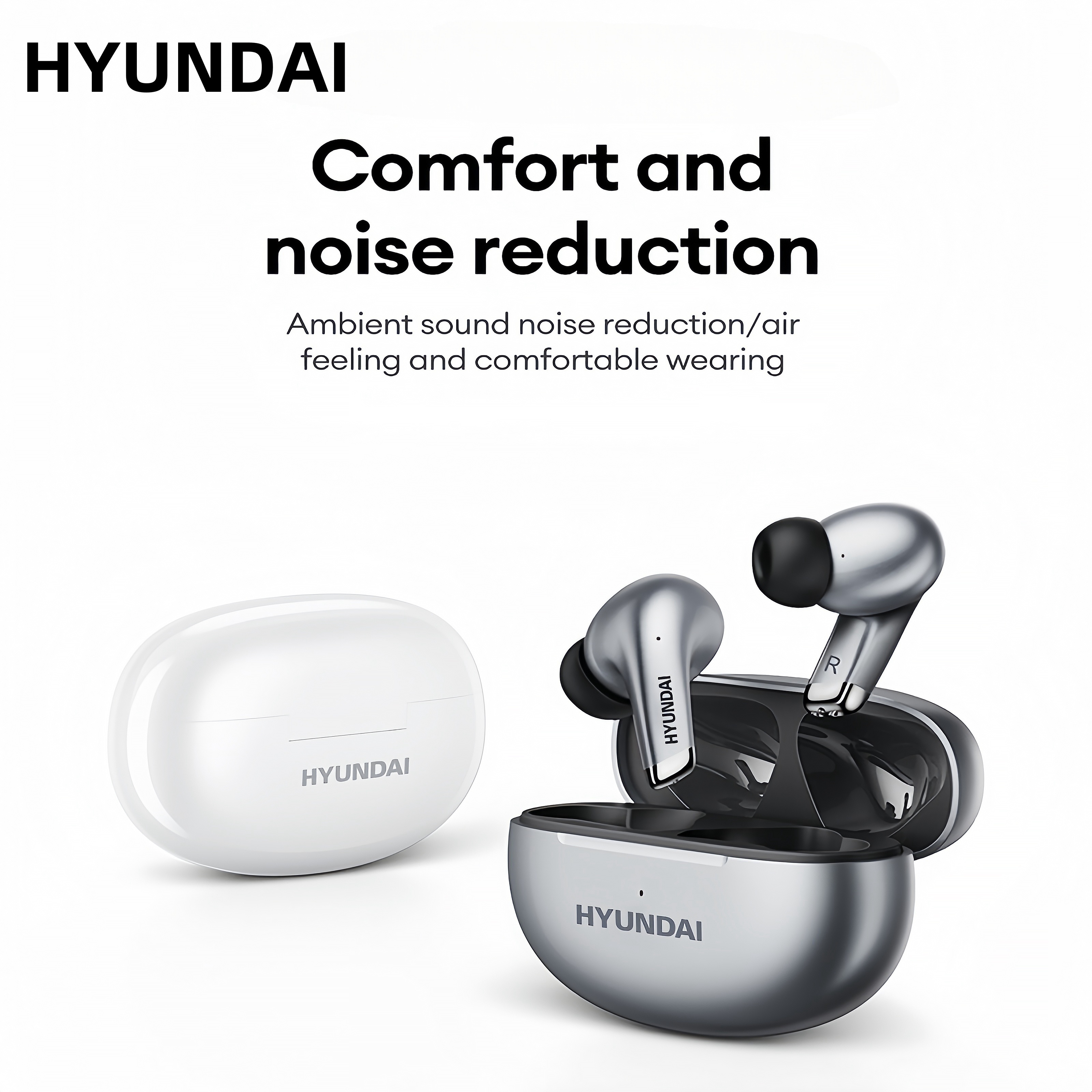 HYUNDAI 2024 Wireless Earbuds - Low Latency, Long Battery Life, Sound Isolation, with Mic for Gaming, Sports, and Music, Gaming Headset | Semi-Open-Back Headphone | Type-C Charging, Earbud Headphones - Image 7