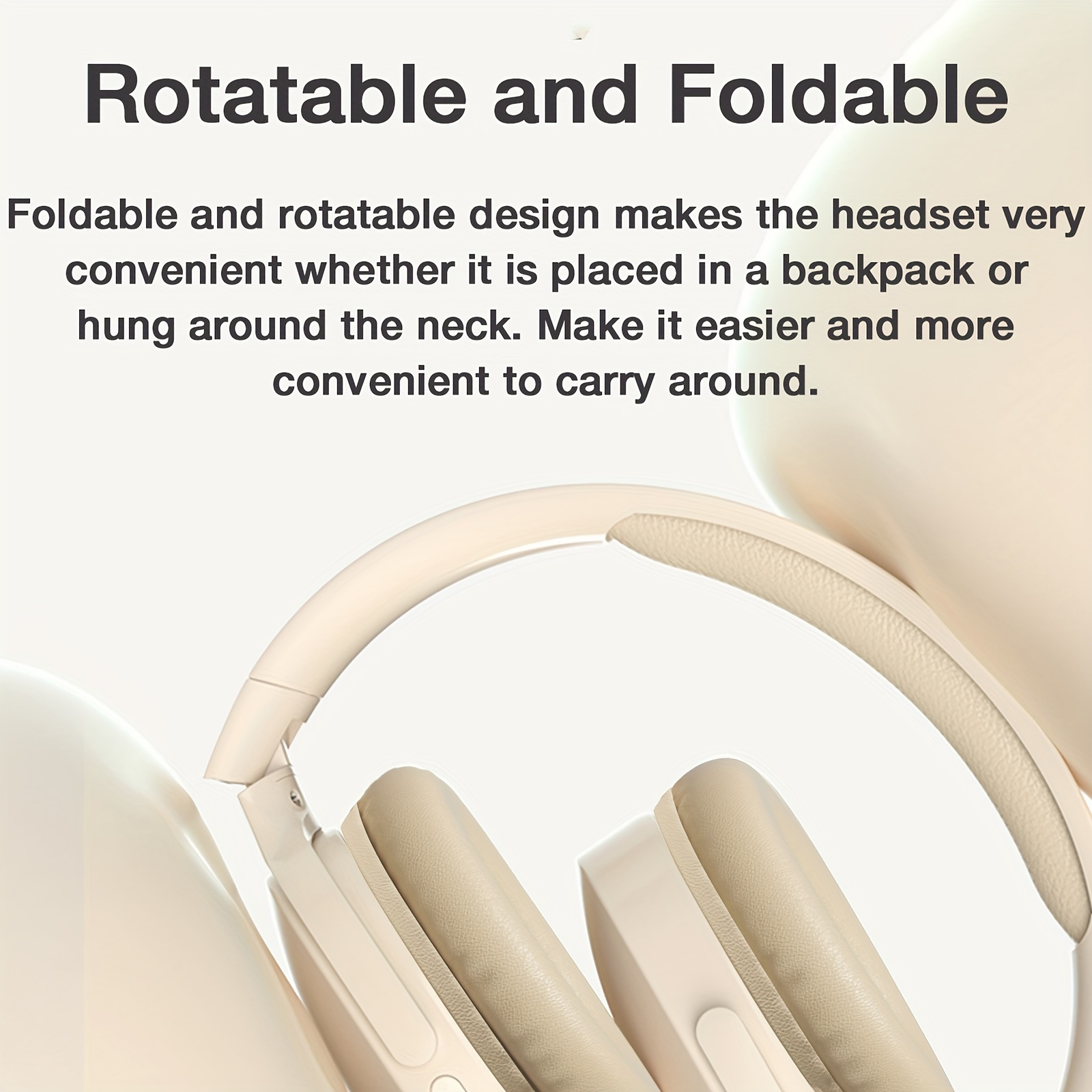 GENAI P2961 Over-Ear Wireless Headphones - 20H Playtime, Comfortable & Foldable, Wireless Connectivity, Noise-Canceling Mic, USB Charging Case, Ideal for Travel, Home, Office - Sleek White Design - Image 6