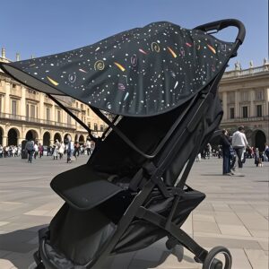 Stroller Sunshade Canopy with Colorful Confetti Pattern - Breathable Portable Extended UV Protection Umbrella, Lightweight & Durable for Outdoor Strolls, Ideal Holiday Gift, Stroller for, Travel Essential, Vibrant Print, Highquality Fabric, New Parents