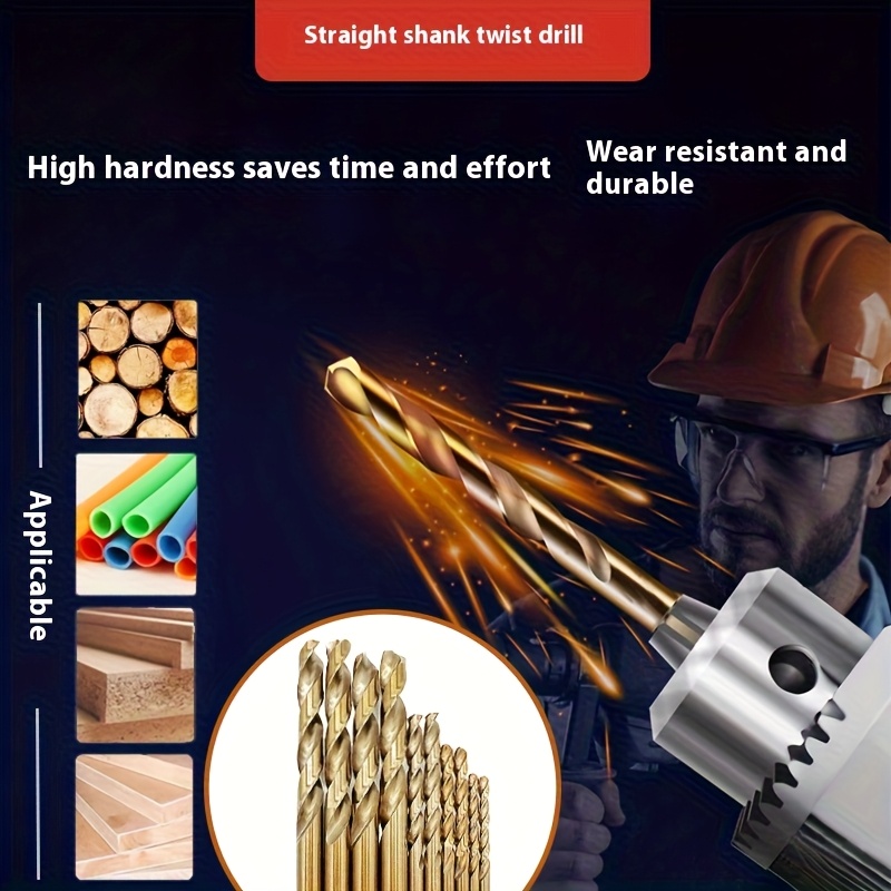 50pcs Titanium Coated High Speed Steel Drill Bits - High Quality 135° Point, Suitable for DIY Handcraft, Woodworking, Carving and Jewelry Making, Size 1/25" to 1/8", Metal Cylindrical - Image 7