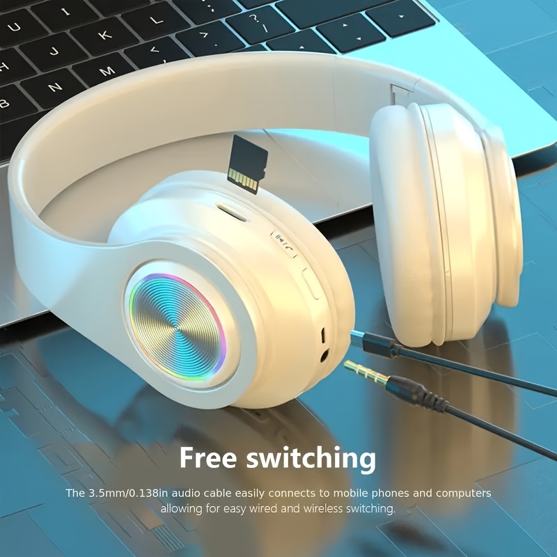 Wireless Noise-Canceling Headphones with Rich Bass & Clear Calls - Comfort Fit, Long Playtime, Rechargeable Battery, USB-C Charging, 3.5mm Headphone Jack, Ideal for Smartphones, Noise Isolation Headphones | Modern Headphone Design | Comfortable Headphones - Image 5