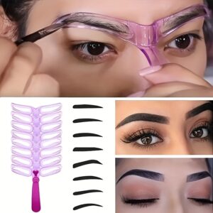 8pcs 8 Styles Reusable Eyebrow Stencil Kit with Handle - Easy Eyebrow Shaping And Template