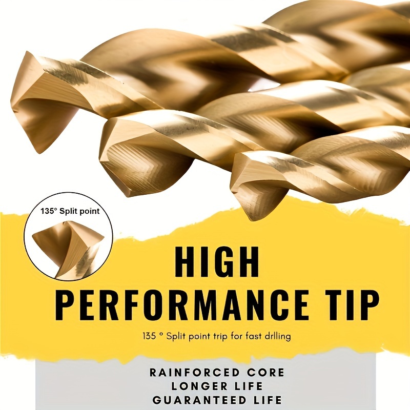 50pcs Titanium Coated High Speed Steel Drill Bits - High Quality 135° Point, Suitable for DIY Handcraft, Woodworking, Carving and Jewelry Making, Size 1/25" to 1/8", Metal Cylindrical - Image 8