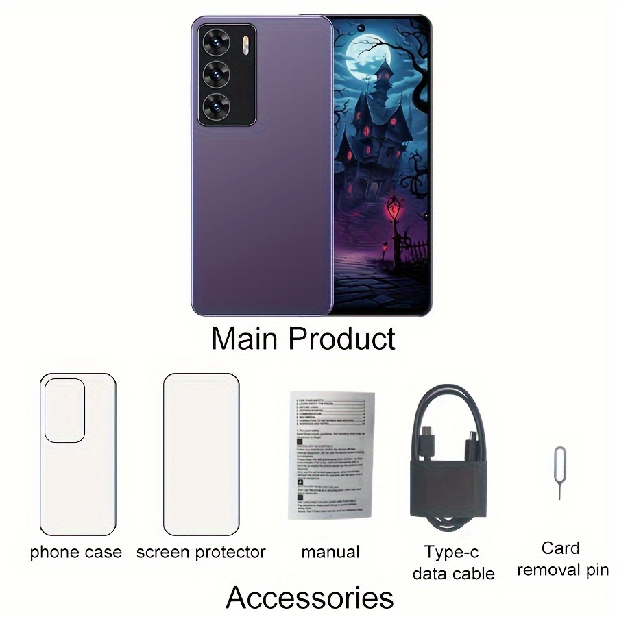 F700 Smartphone - 6.56" Large Screen, 3200mAh Battery, Dual SIM Card Slots, Face Recognition, Android 8.0, Gothic Castle Design, 3G WCDMA: 850MHz/2100MHz, Includes Phone Case & USB-C Cable - Image 5