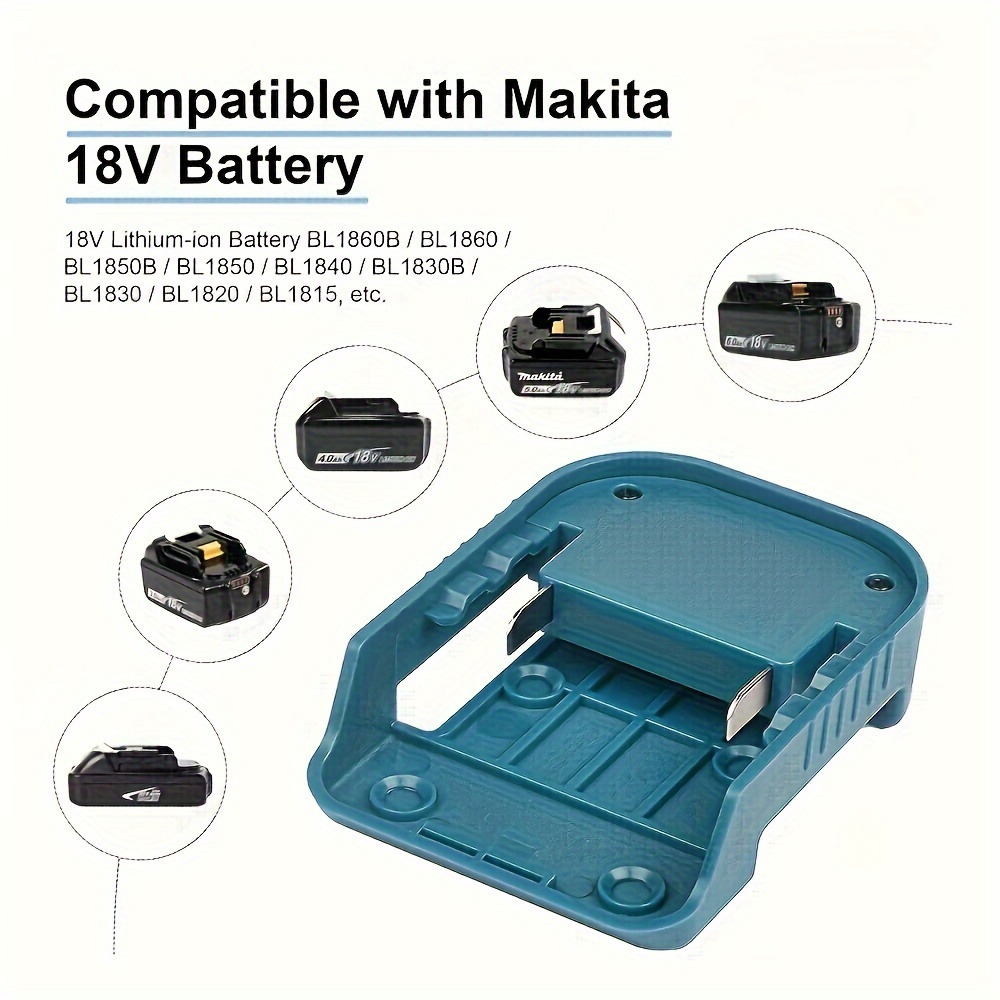 Makita 18V Lithium Battery Fast Charger Dock - Portable Adapter with 5V USB & 18W Type-C Ports, 1pc, Battery Adapter - Image 4