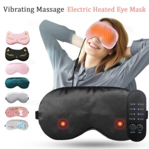 Heated Eye Mask with Vibrating Massage, Electrically Heated, Intelligent Temperature Control, Light-Blocking, with Five Different Temperatures and Time Mode Adjustments, USB Powered, Ideal Gift for Friends and Family