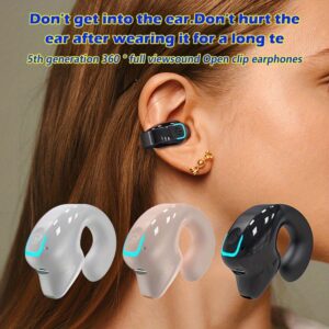 Clip-On Wireless Earbuds with Long Battery Life, Universal Phone Control, and Voice Noise Cancellation - Ideal for Exercise and Compatible with All Smartphones, Secure Fit Clip-On Design, Calls, Videos, and Music Playback, Wireless Earbuds