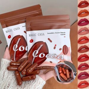 10pcs Magic Casa Lipsticks - Matte, Velvet Finish, Non-Transferable Mini Lip Gloss in OPP Bag, Long-Lasting, Suitable for All Skin Types, Creative Daily Us