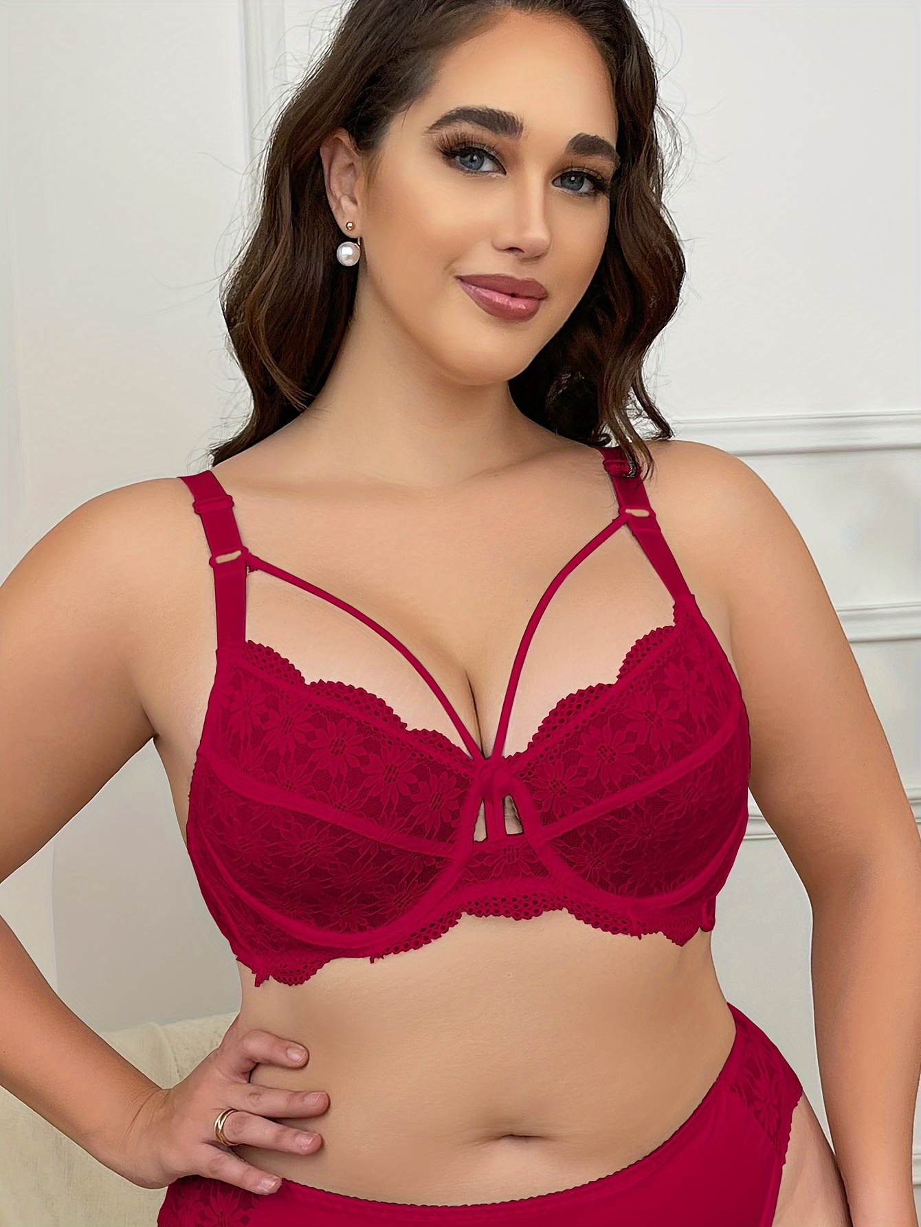Julexy Plus Size Lace Bralette with Cross Strap Detail - Sexy Elegant Collection, Polyamide and Elastane Blend with Medium Stretch, Solid Color, Underwire, Knit Fabric, No Padding - Women'S Fashion Lingerie - Image 4