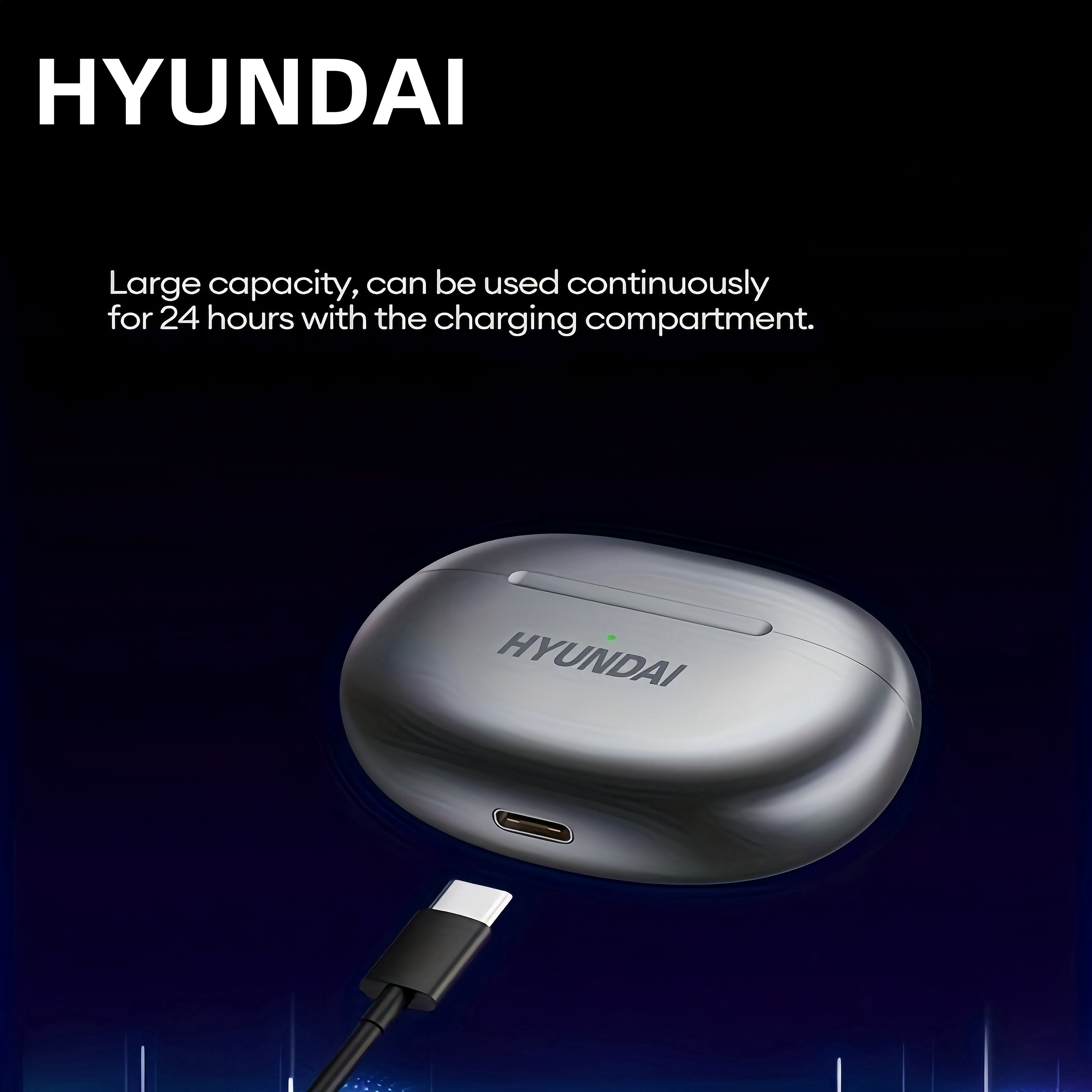 HYUNDAI 2024 Wireless Earbuds - Low Latency, Long Battery Life, Sound Isolation, with Mic for Gaming, Sports, and Music, Gaming Headset | Semi-Open-Back Headphone | Type-C Charging, Earbud Headphones - Image 6