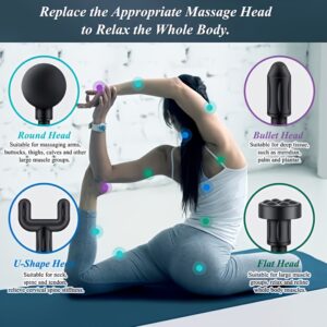 6pcs Set with All Accessories, 6-Speed Deep Tissue Massage Gun, Includes 4 Heads - Portable, USB Rechargeable Odorless Full Body Muscle Relaxation Tool for Home and Office Use | Ergonomic Design | Durable Plastic