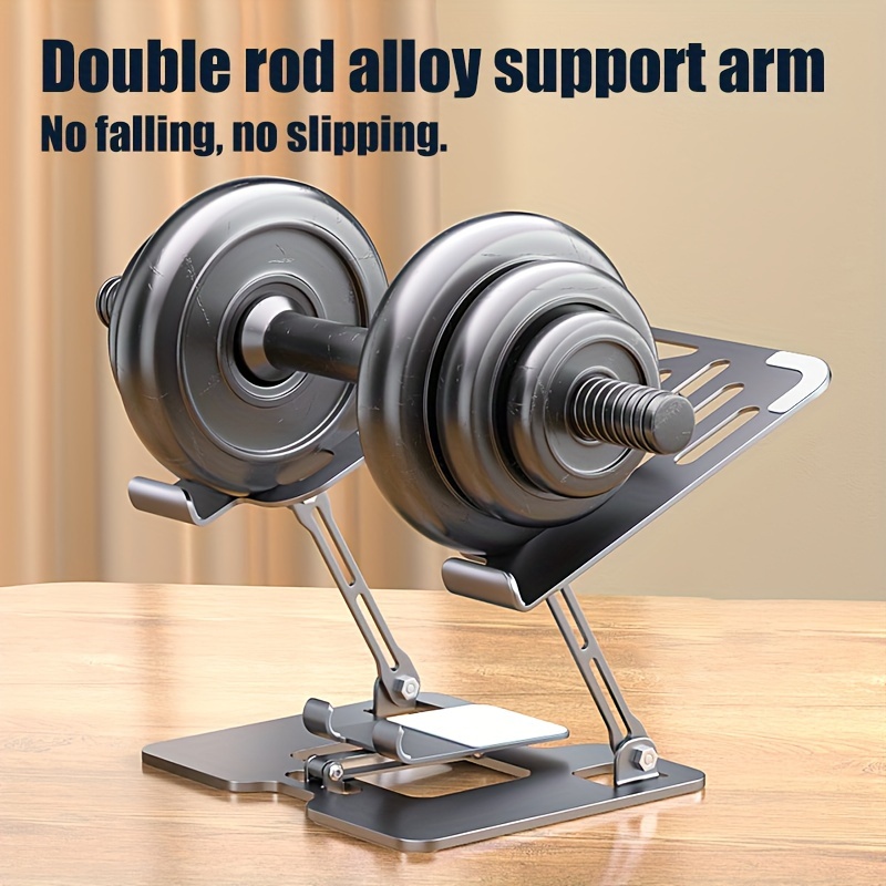 2-in-1 Adjustable Carbon Steel Stand For Phones, Laptops & Tablets - Foldable, Height-Adjustable With Enhanced Cooling Pad - Image 5