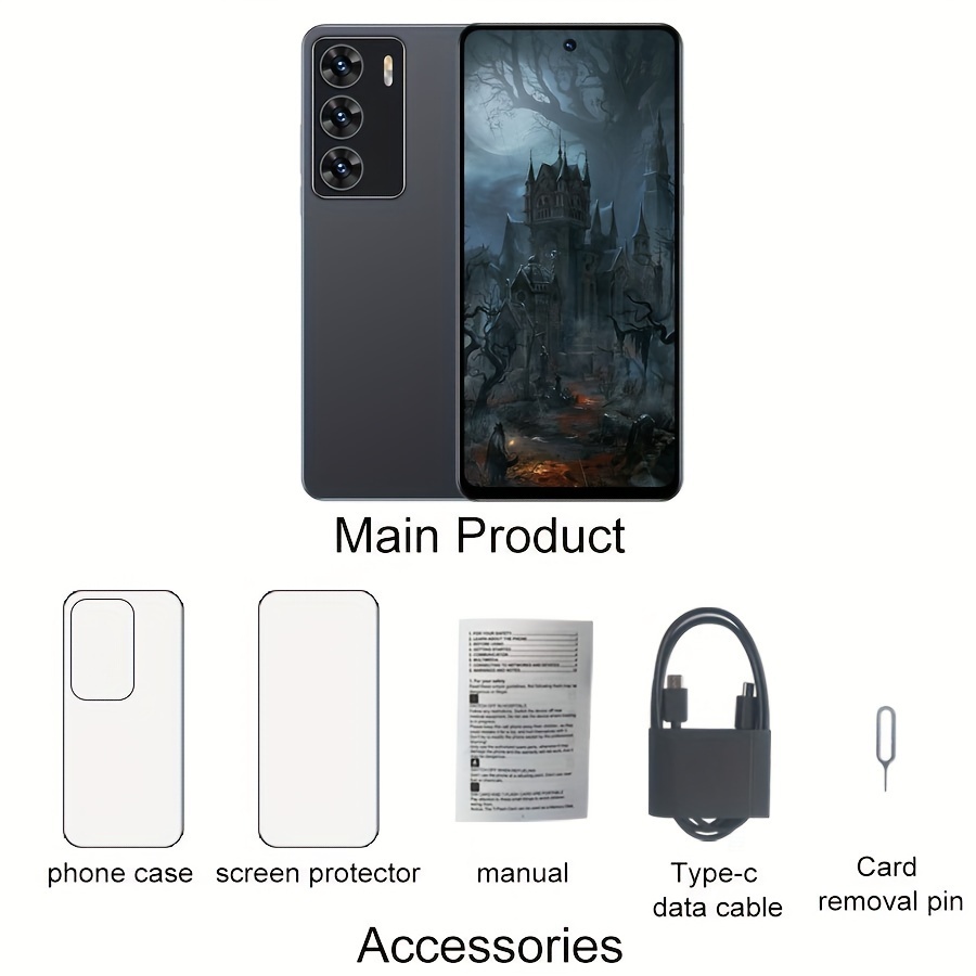 F700 Smartphone - 6.56" Large Screen, 3200mAh Battery, Dual SIM Card Slots, Face Recognition, Android 8.0, Gothic Castle Design, 3G WCDMA: 850MHz/2100MHz, Includes Phone Case & USB-C Cable - Image 3
