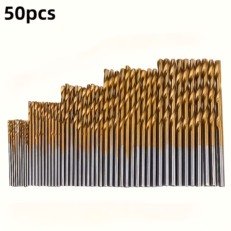 50pcs Titanium Coated High-Speed Steel Drill Bits Set, 135° Spiral Shank, 1/25" to 1/8" Sizes - Ideal for DIY Crafts, Woodworking, Carving, Jewelry Making - Metal Cylindrical Drill Bits in Black Plastic Case, Crafting Tools | Organized Drill Bit Set | Durable Drill Bits, Drill Bits for Crafts - Image 3