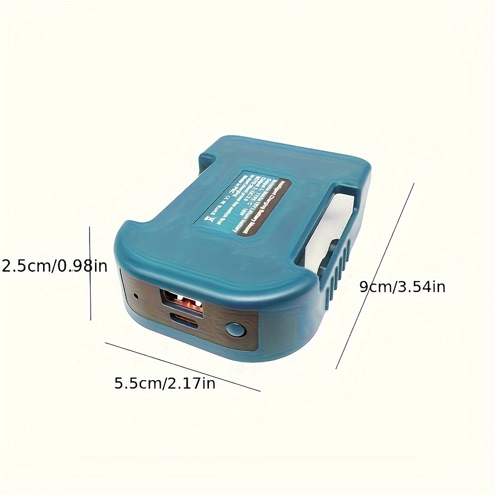 Makita 18V Lithium Battery Fast Charger Dock - Portable Adapter with 5V USB & 18W Type-C Ports, 1pc, Battery Adapter - Image 3