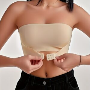 1pc of Women'S Seamless One-Piece Bra Tube Top, Seamless Strapless Bra, Fabric, Non-Slip, No Steel Ring, Front Closure, Invisible Design