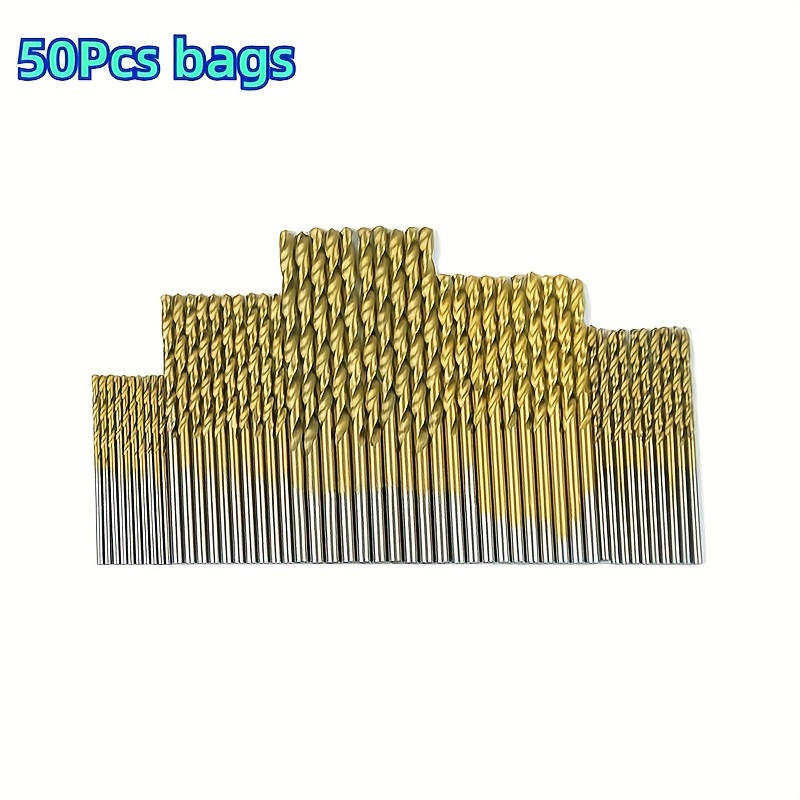 50pcs Titanium Coated High Speed Steel Drill Bits - High Quality 135° Point, Suitable for DIY Handcraft, Woodworking, Carving and Jewelry Making, Size 1/25" to 1/8", Metal Cylindrical - Image 3
