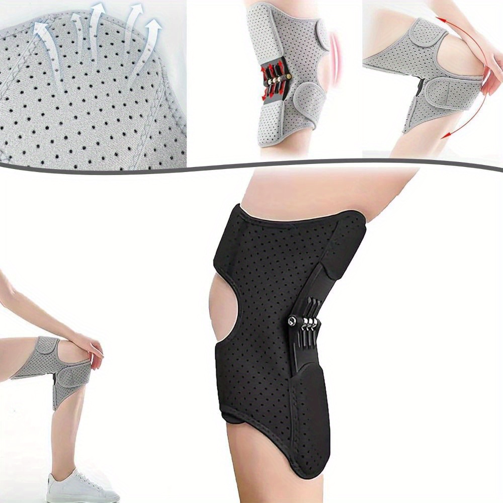 Men'S Adjustable Knee Brace with Powerful Rebound Springs - Non-Slip Breathable Knee Support for Outdoor Sports & Hiking, Black, Hiking Gear, Secure Fit Strap, Durable Construction - Image 9