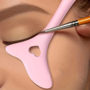 1pc Pink Silicone Makeup Tool - Multi-Functional Eyeliner & Lipstick Guide, Quick & Easy Application for Beginners, Versatile Winged Eyeliner Stencil with Heart-Shaped Cutout, Beginner Makeup Tool|Multiuse Stencil|Easyclean Material, Silicone Makeup Applicator