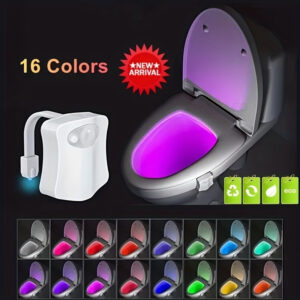 Motion-Activated 16-Color LED Toilet Seat Light - Automatic On/Off, Energy-Efficient Bathroom Night Light with Infrared Sensor for Fun Party Ambiance