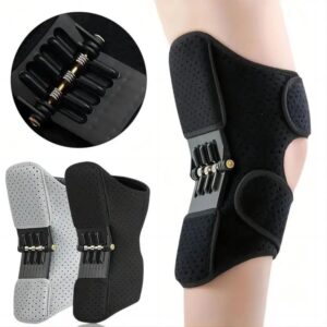 Men'S Adjustable Knee Brace with Powerful Rebound Springs - Non-Slip Breathable Knee Support for Outdoor Sports & Hiking, Black, Hiking Gear, Secure Fit Strap, Durable Construction