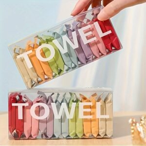 7 Pack EcoClean Portable Foldable Oblong Towel, 100% Bamboo Fiber, Lightweight, Contemporary Style, Modern Design, Rectangular Shape, Hand Wash Only, for Travel and Home Use