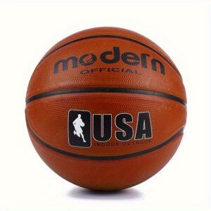 1pc Official Size 4/5/6/7 Basketball - Durable Rubber Indoor/Outdoor Game Ball with Official USA Logo & Silhouette Design - Brown Professional Basketball for Adults, Teens, Teams & New Players, Outdoor Sports Equipment, Indoor Sports Gear, Highquality Sports Ball